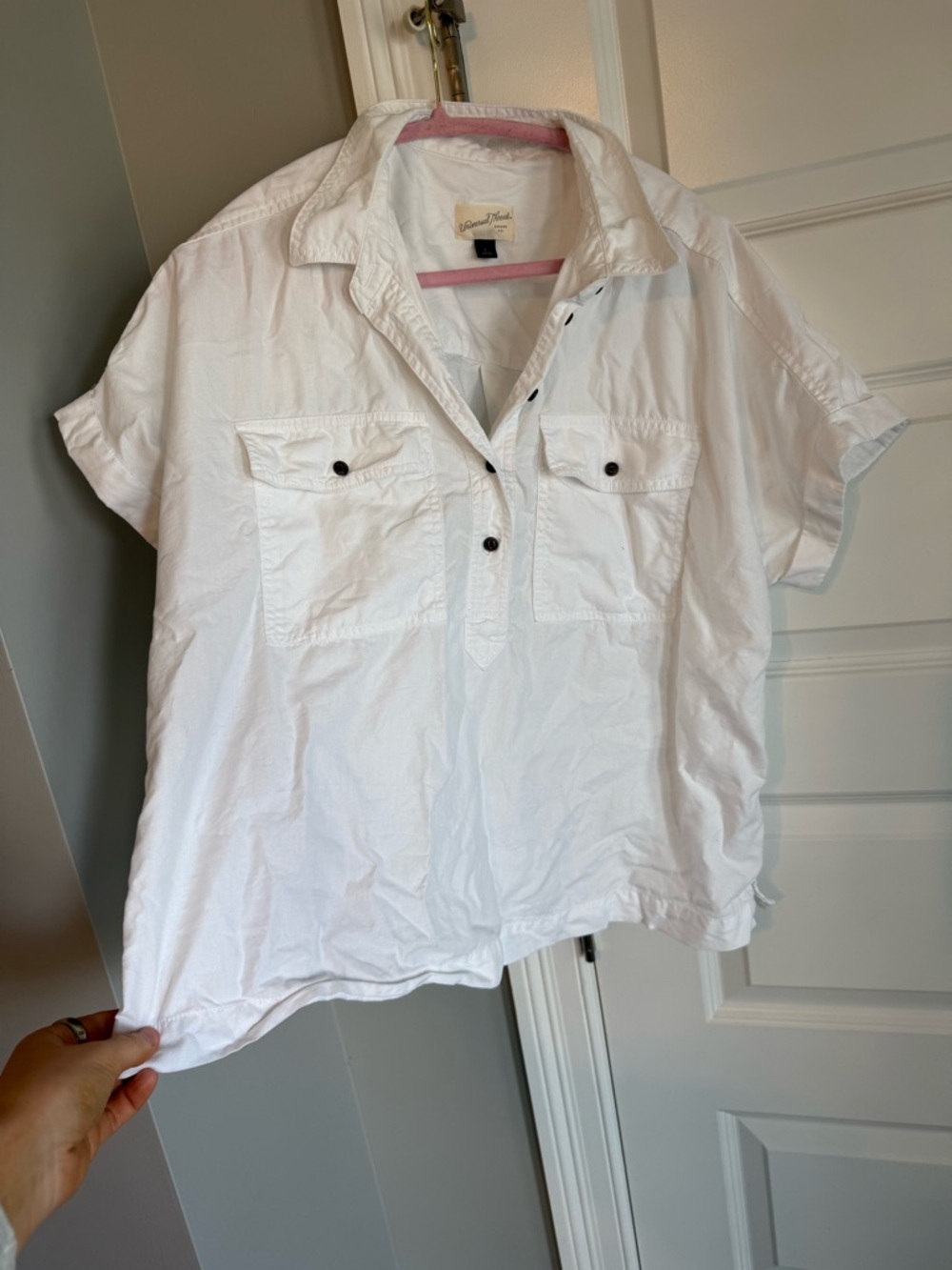 Universal Thread White Short Sleeve Button Utility Shirt